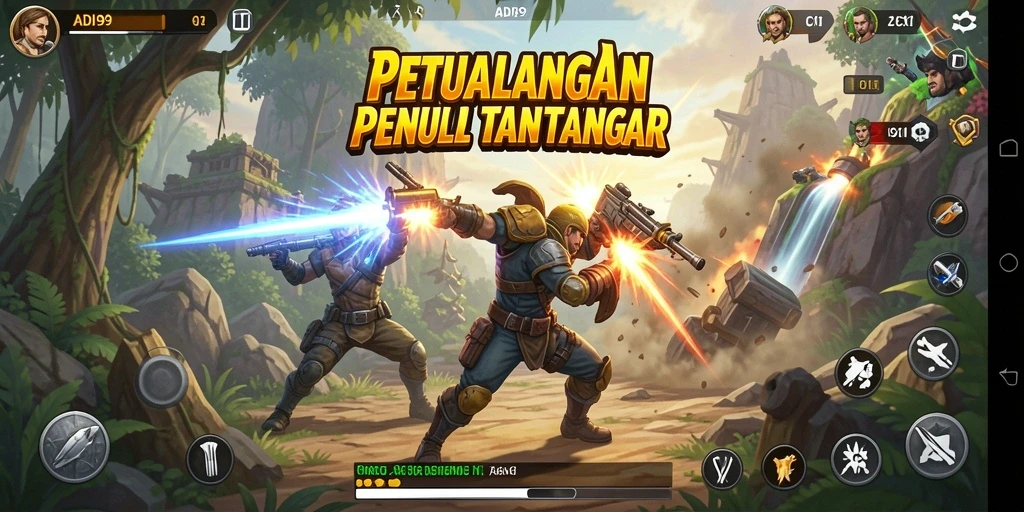 Tampilan gameplay menegangkan di ADI99 saat bertarung.