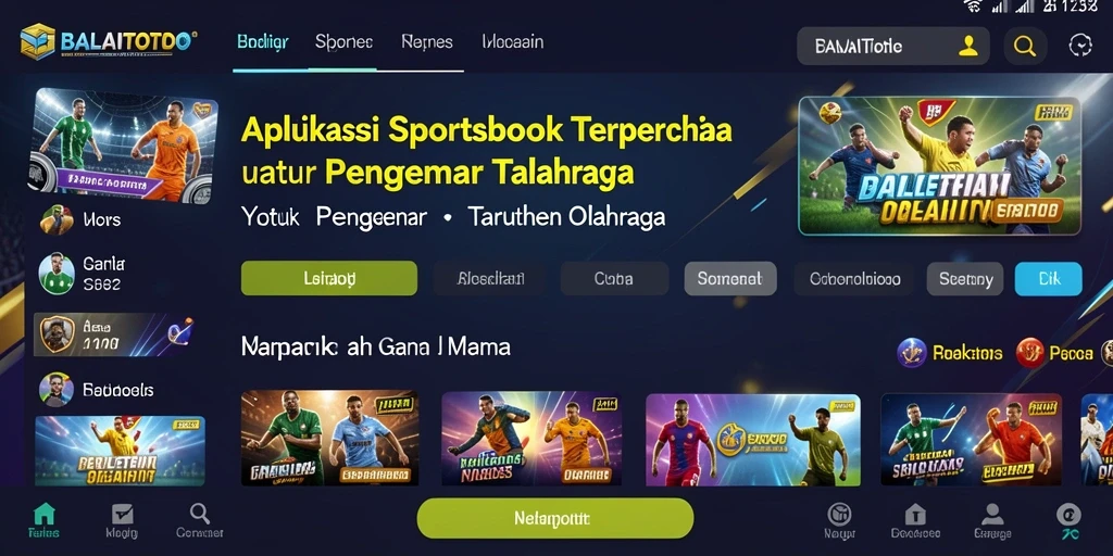 Tampilan gameplay menarik dari aplikasi BALAITOTO yang menunjukkan taruhan olahraga.