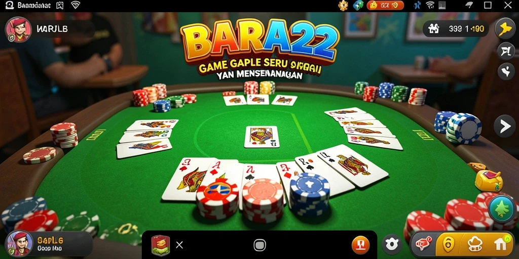 Screenshot utama BARA22 menampilkan gameplay Gaple yang menyenangkan.