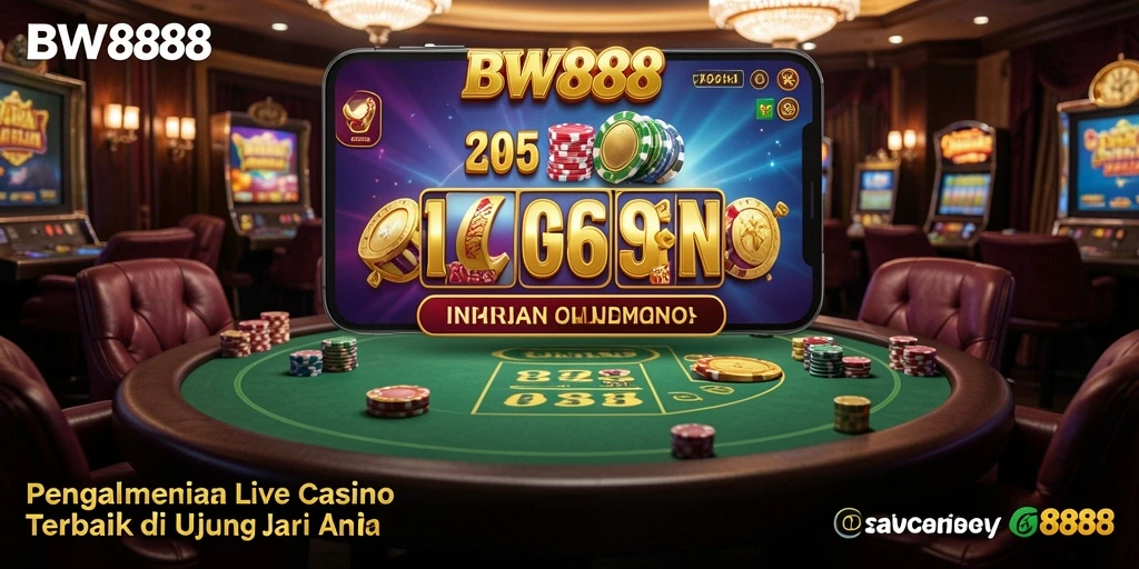 Tampilan gameplay BW888 yang menampilkan dealer profesional dan suasana kasino langsung.