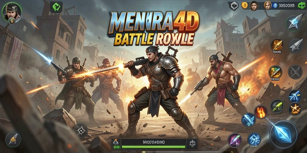 Screenshot game MENARA4D menampilkan aksi Battle Royale yang mendebarkan.
