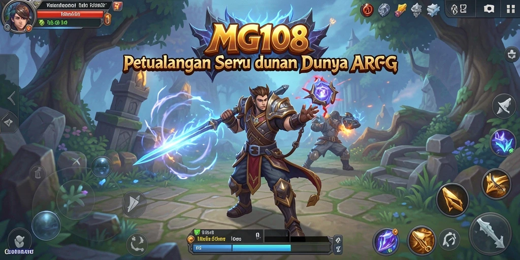 Tampilan gameplay seru dari MG108 dengan karakter beraksi di arena ARPG.