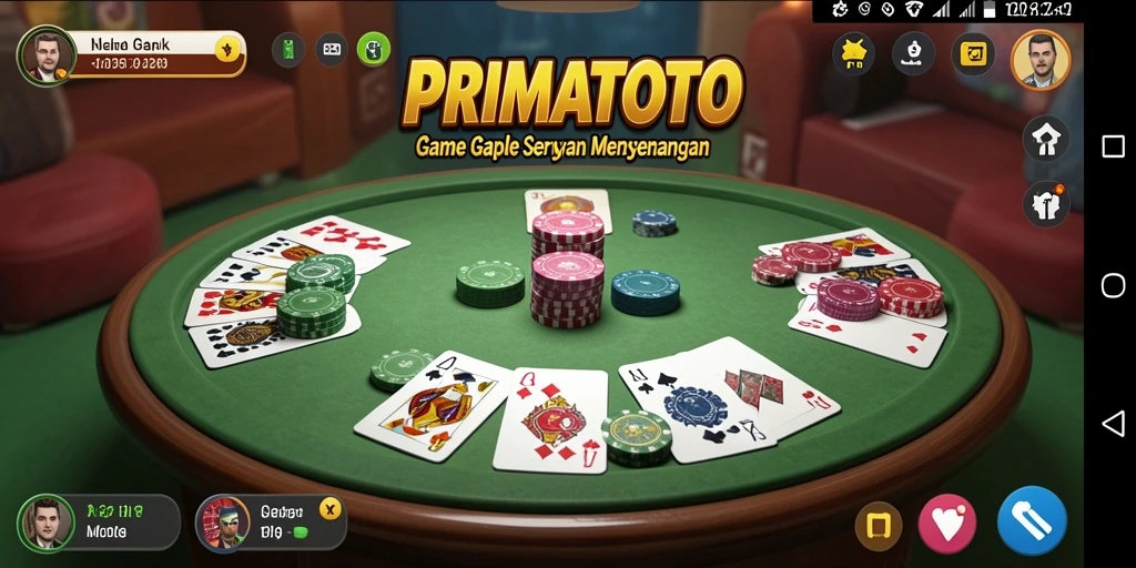 Tampilan seru dari gameplay Gaple PRIMATOTO.
