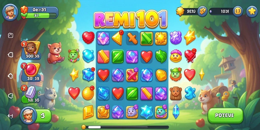 Tampilan gameplay <strong>REMI101</strong> yang seru dan penuh warna.