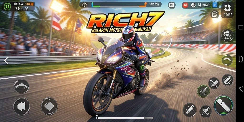 Tampilan gameplay RICH7 yang menegangkan dan mendebarkan.