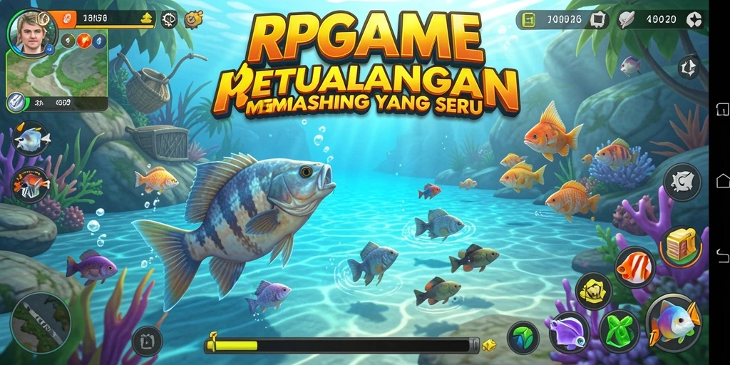 Tampilan gameplay RPGAME yang menarik saat menangkap ikan.