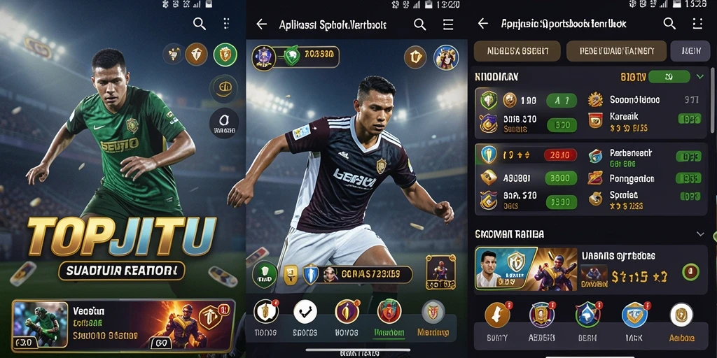 Screenshot utama menunjukkan tampilan antarmuka aplikasi TOPJITU yang menarik.