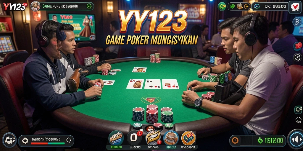 Tampilan gameplay poker di YY123 yang seru dan interaktif.
